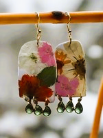 Floral Flower Fringe Organic Arch #063W25 White Polymer Clay Orange Green Pink Cream Orange Multi Color Dangle