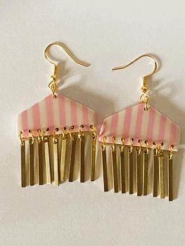 Cabana Pink Dangle Fringe Earrings