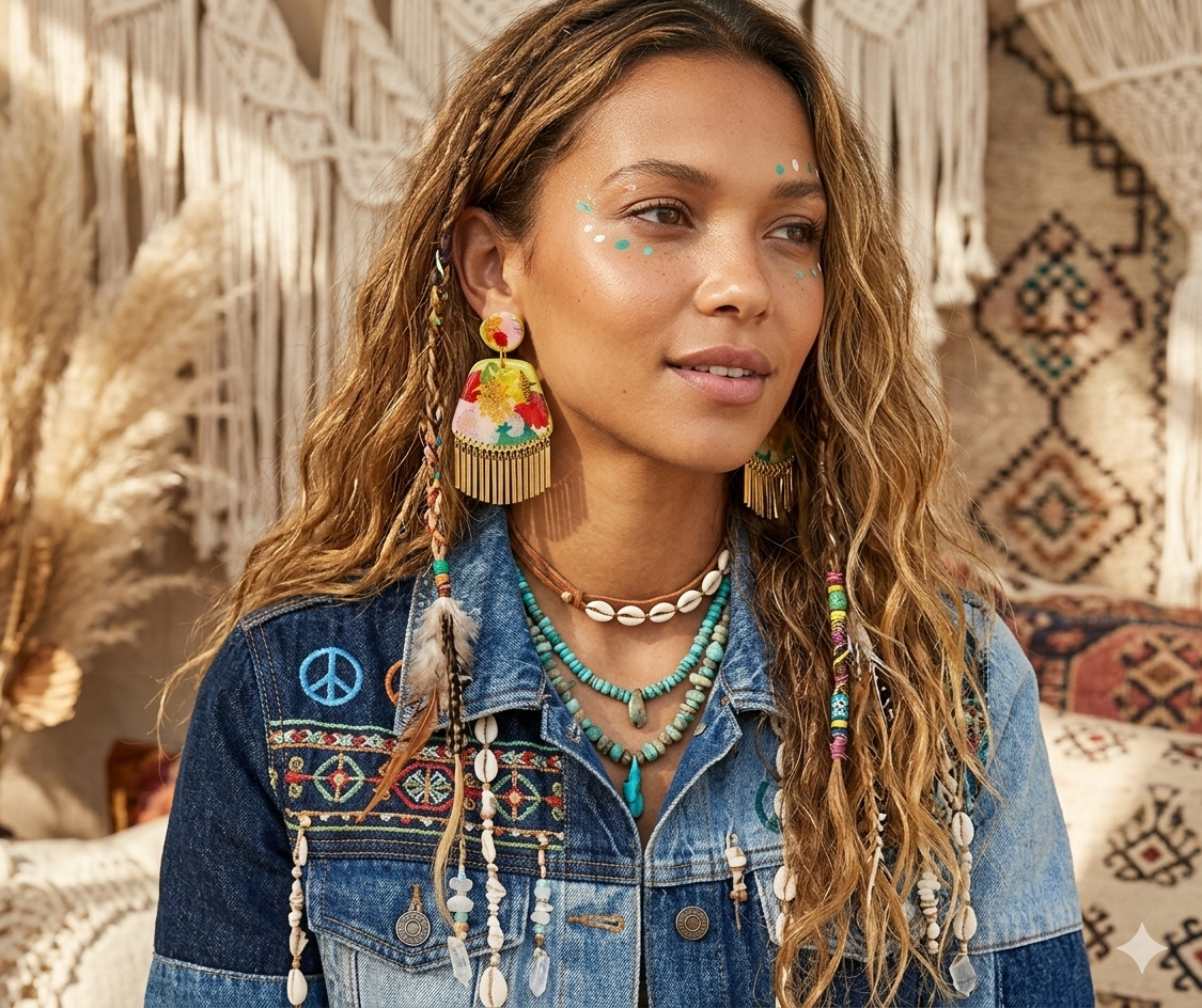 Floral Boho Dangle Fringe Chartreuse Yellow Multi Earrings