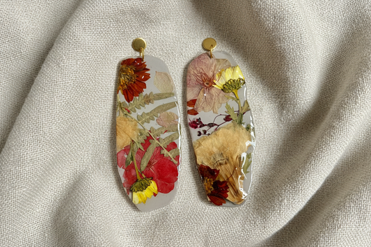 "Big Time" Floral Boho Dangle Stud Stone Earrings