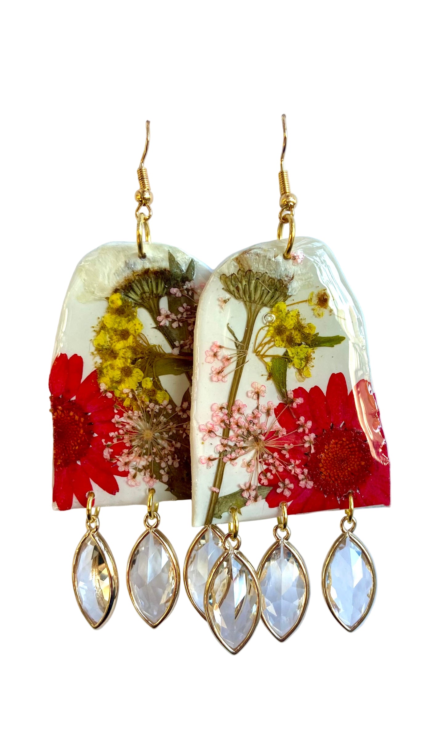 Floral Flower Fringe Organic Arch dangle with gems