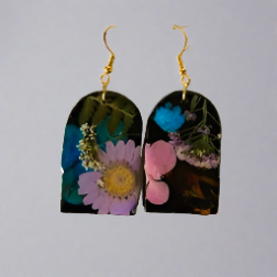 Black Floral Dangle Earring